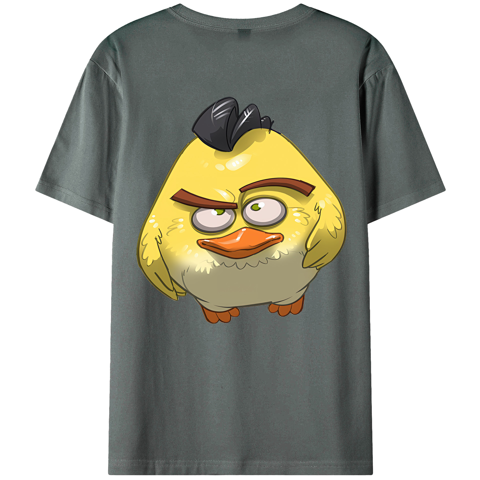 （画像用） Angry Birds アングリーバード 綿100％ メンズ半袖Tシャツ（バックプリント） 通気性